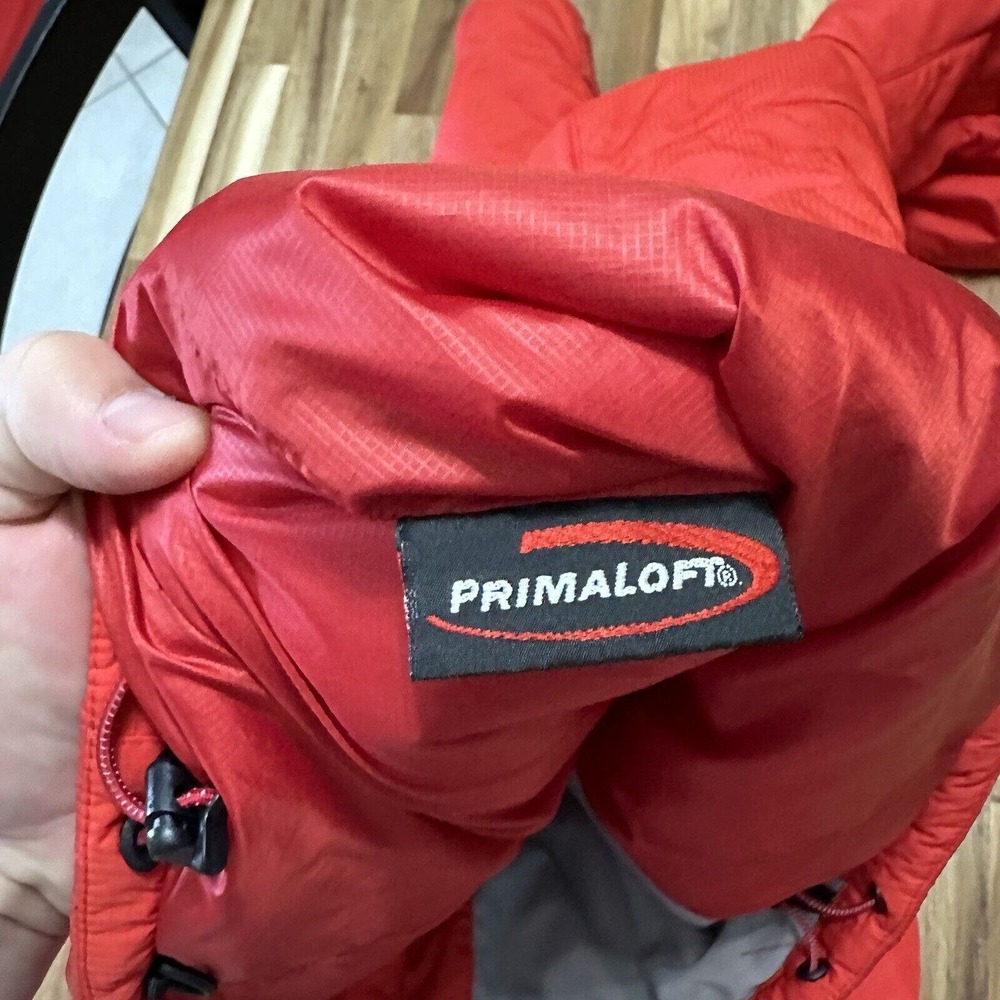 LL Bean Puffer Jacket Womens Extra Small Red Full Zip Hooded Outdoor Primaloft - Picture 8 of 9